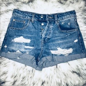 Ripped jean shorts